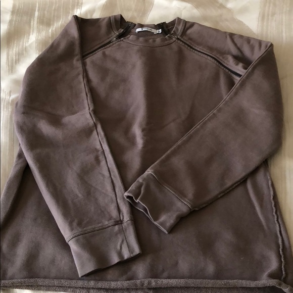 Alexander Wang Tops - Grey ribbed zipper sweatshirt